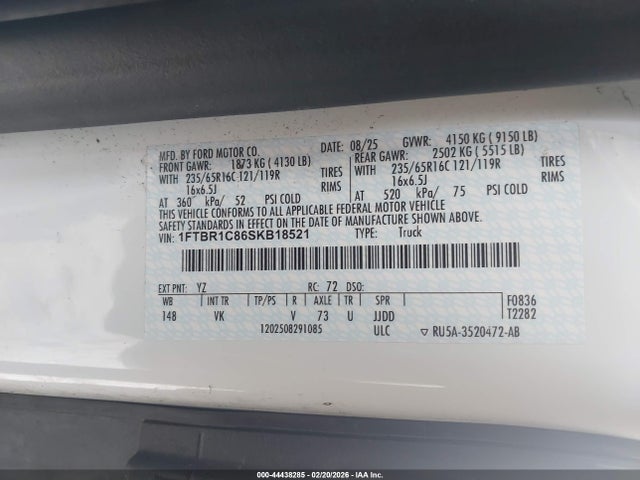 1FTBR1C86SKB18521 Ford Transit-250