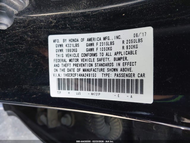 1HGCR2F14HA249150 Honda Accord Sport Se