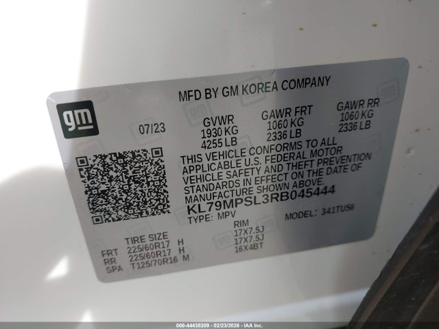 KL79MPSL3RB045444 Chevrolet Trailblazer Fwd Lt