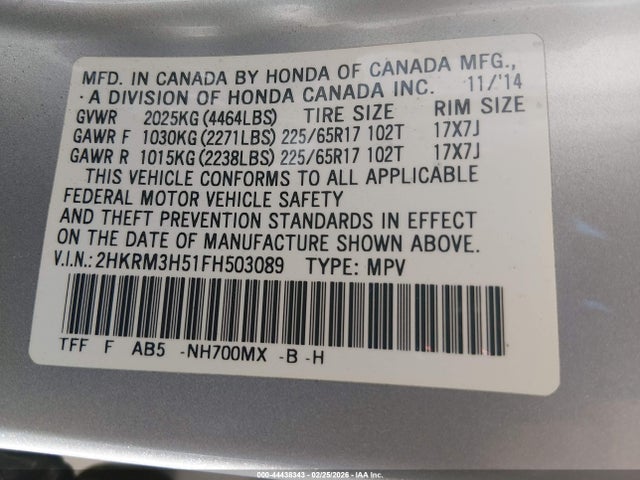 2015 HONDA CR-V 2HKRM3H51FH503089 Photo 8