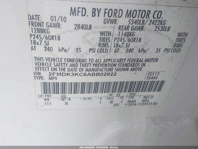 2010 FORD EDGE 2FMDK3KC6ABB02922 Photo 8