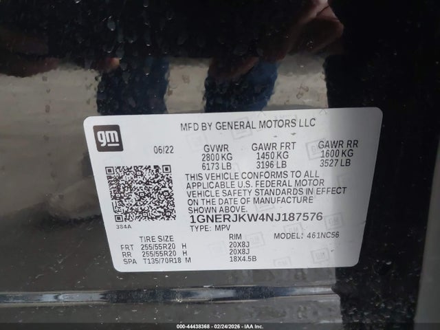 1GNERJKW4NJ187576 Chevrolet Traverse Fwd Rs