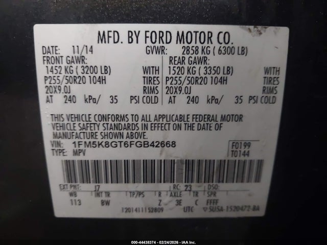 2015 FORD EXPLORER 1FM5K8GT6FGB42668 Photo 8