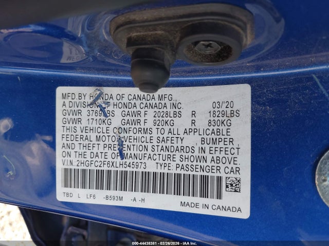 2HGFC2F6XLH545973 Honda Civic Lx