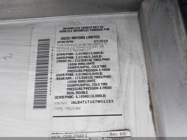JALB4T171G7W01153 Isuzu NPR