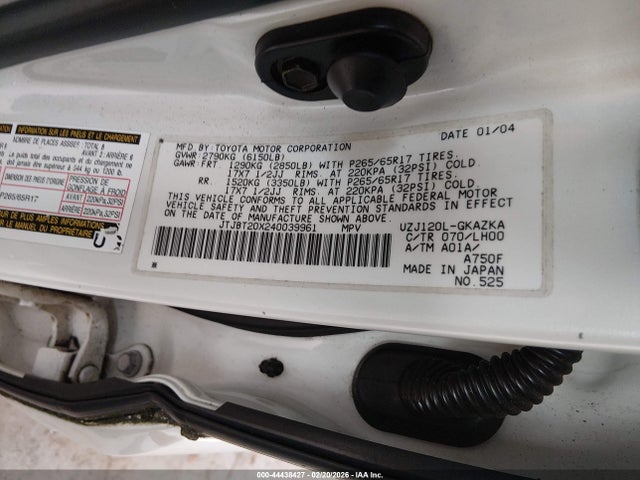 Продаж на аукціоні авто 2004 Lexus Gx 470, vin: JTJBT20X240039961, номер лоту: 44438427
