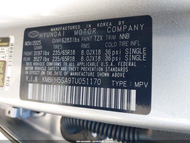 KM8RH5SA9TU051170 Hyundai Palisade Hev Blue Sel Premium 7p