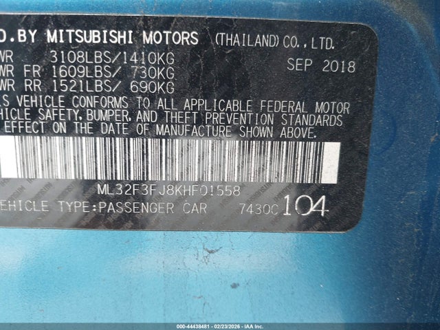 2019 MITSUBISHI MIRAGE G4 ML32F3FJ8KHF01558 Photo 8