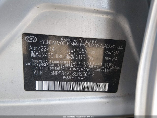 Hyundai SONATA GLS 2014 5NPEB4AC8EH936412 Image 9