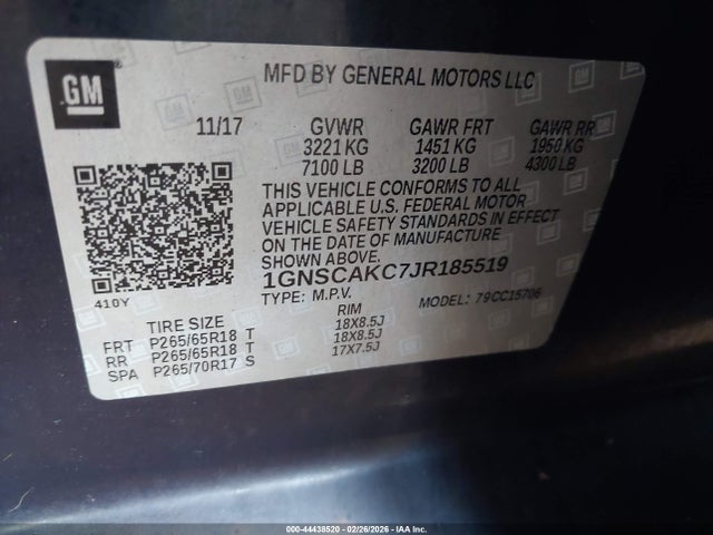 1GNSCAKC7JR185519 Chevrolet Tahoe Ls