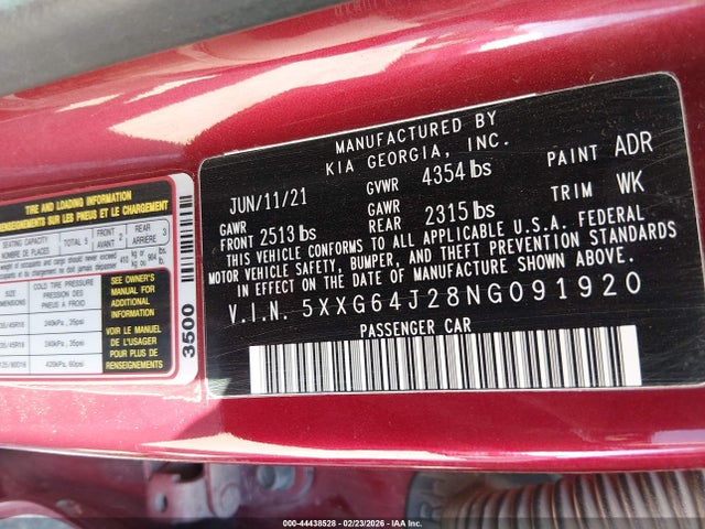 2022 KIA K5 5XXG64J28NG091920 Photo 8