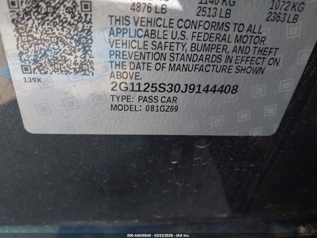 2018 CHEVROLET IMPALA 2G1125S30J9144408 Photo 8