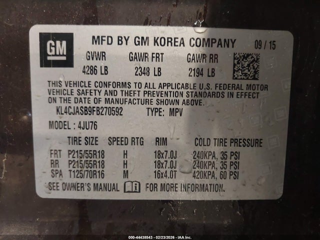 Buick Encore 2015 KL4CJASB9FB270592 Image 9