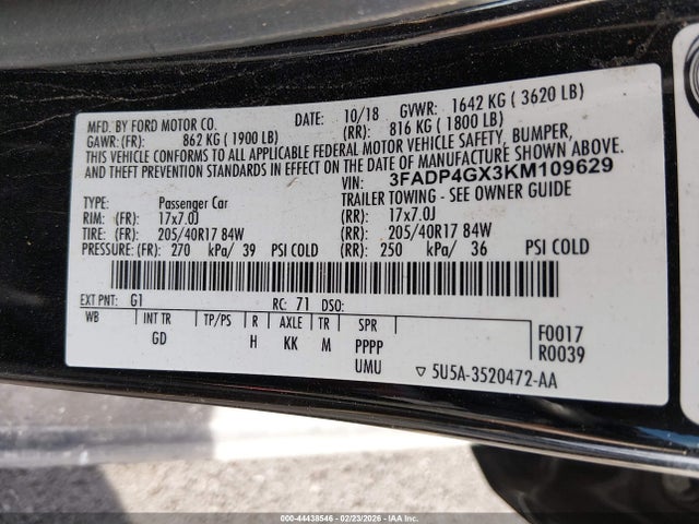 Ford FIESTA ST 2019 3FADP4GX3KM109629 Image 9