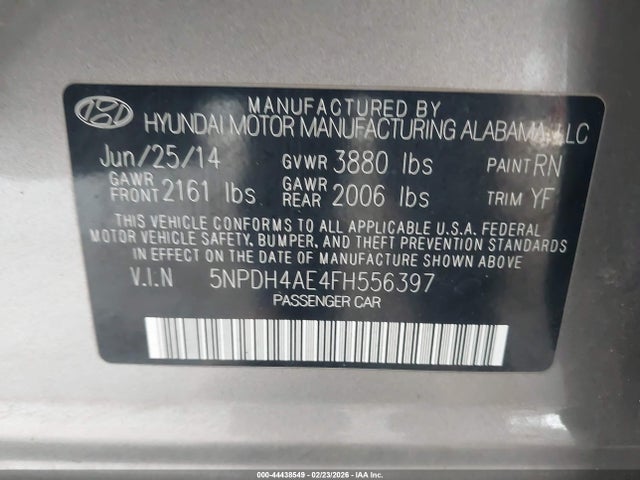 Hyundai ELANTRA SE 2015 5NPDH4AE4FH556397 Image 9