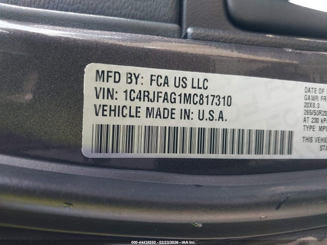 2021 JEEP GRAND CHEROKEE 1C4RJFAG1MC817310 Photo 8