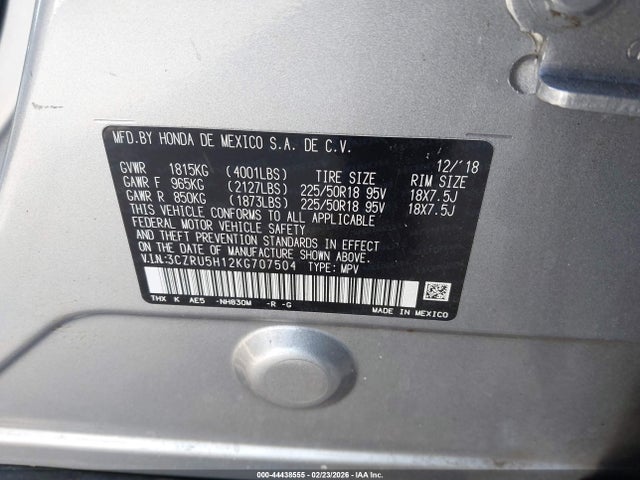 3CZRU5H12KG707504 Honda HR-V SPORT