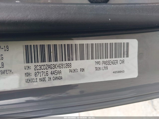 Продаж на аукціоні авто 2019 Dodge Challenger Sxt, vin: 2C3CDZAG3KH691268, номер лоту: 44438562