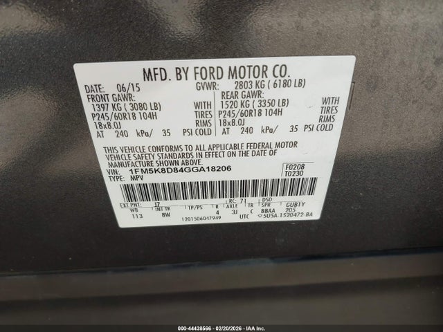 Ford EXPLORER XLT 2016 1FM5K8D84GGA18206 Image 9