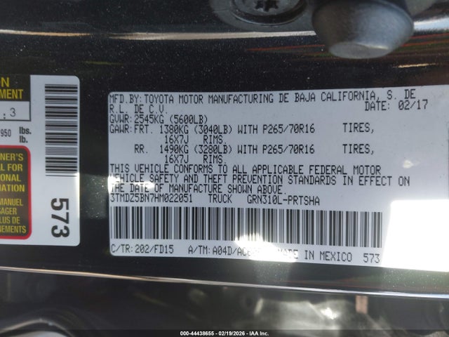 3TMDZ5BN7HM022051 Toyota Tacoma Trd Off Road