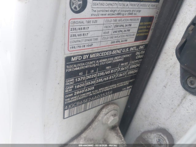 Aukcja sprzedaży 2006 Mercedes-benz R 350 4matic, vin: 4JGCB65E26A035359, numer aukcji: 44438662