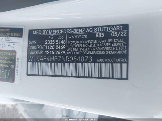 W1KAF4HB7NR054873 Mercedes-Benz C 300 4matic