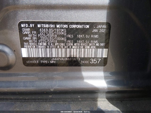 Aukcja sprzedaży 2021 Mitsubishi Outlander Sport 2.0 Se 2wd, vin: JA4APVAU3MU018273, numer aukcji: 44438681