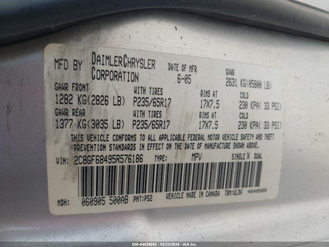 2005 CHRYSLER PACIFICA 2C8GF68495R576186 Photo 8