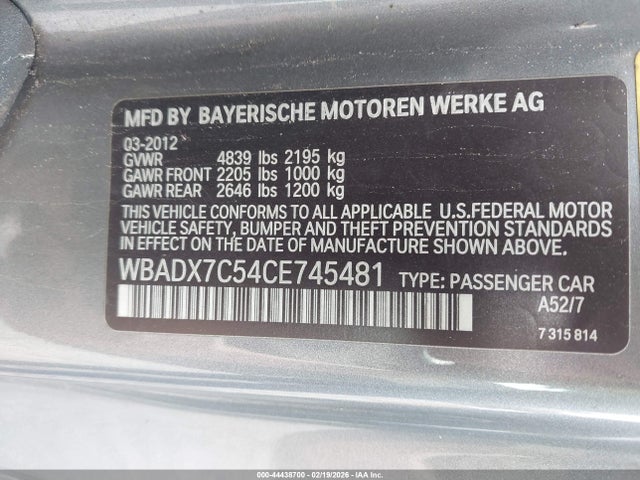 2012 BMW 335I WBADX7C54CE745481 Photo 8