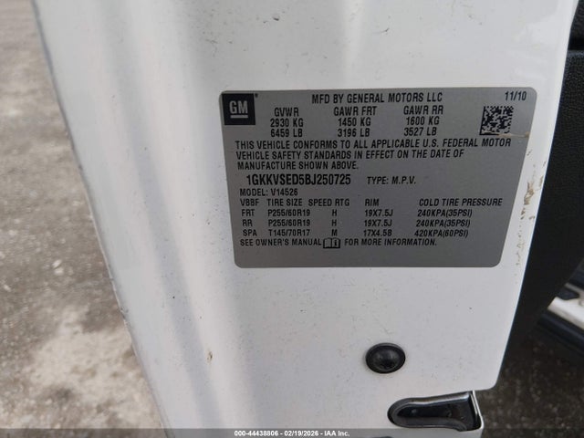 Aukcja sprzedaży 2011 Gmc Acadia Slt-2, vin: 1GKKVSED5BJ250725, numer aukcji: 44438806