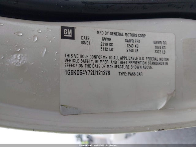 Aukcja sprzedaży 2002 Cadillac Deville Standard, vin: 1G6KD54Y72U121276, numer aukcji: 44438951