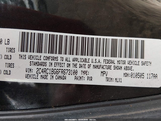 Aukcja sprzedaży 2015 Chrysler Town & Country Touring, vin: 2C4RC1BG6FR673100, numer aukcji: 44438971