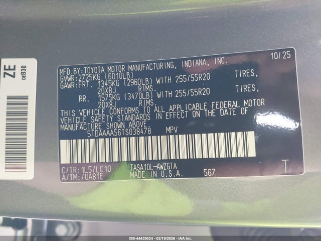 Toyota Grand Highlander Limited 2026 5TDAAAA56TS038478 Image 9
