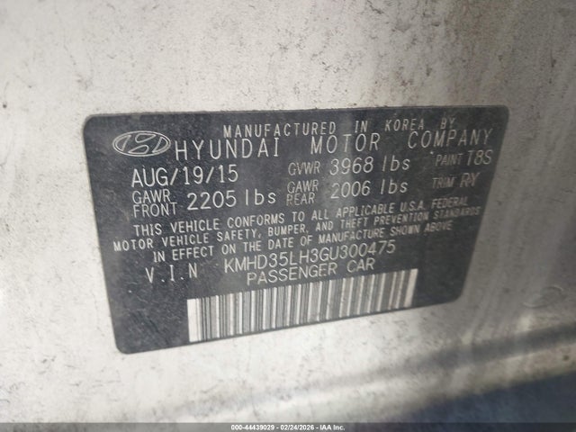 KMHD35LH3GU300475 Hyundai ELANTRA GT