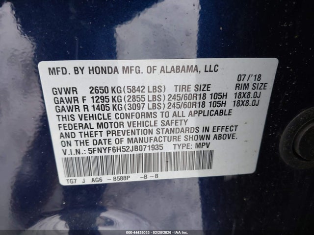 Honda Pilot Ex-l 2018 5FNYF6H52JB071935 Image 9
