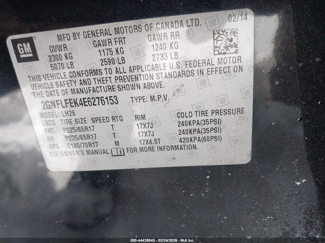 Chevrolet EQUINOX 1LT 2014 2GNFLFEK4E6276153 Image 9