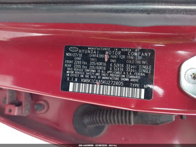 Aukcja sprzedaży 2019 Hyundai Kona Se, vin: KM8K1CAA5KU272405, numer aukcji: 44439054