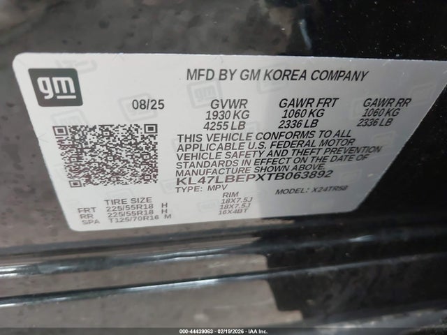 44439063 :رقم المزاد ، KL47LBEPXTB063892 vin ، 2026 Buick Envista Sport Touring Fwd مزاد بيع