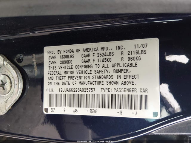 2008 ACURA TL 19UUA66228A025757 Photo 8