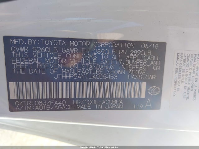 2018 LEXUS LC 500 JTHHP5AY1JA005458 Photo 8