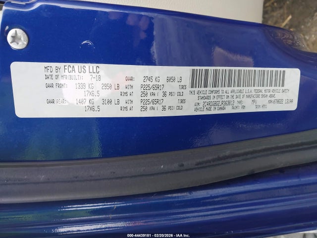 2018 Dodge Grand Caravan Se მანქანა იყიდება აუქციონზე, vin: 2C4RDGBG2JR363812, აუქციონის ნომერი: 44439181
