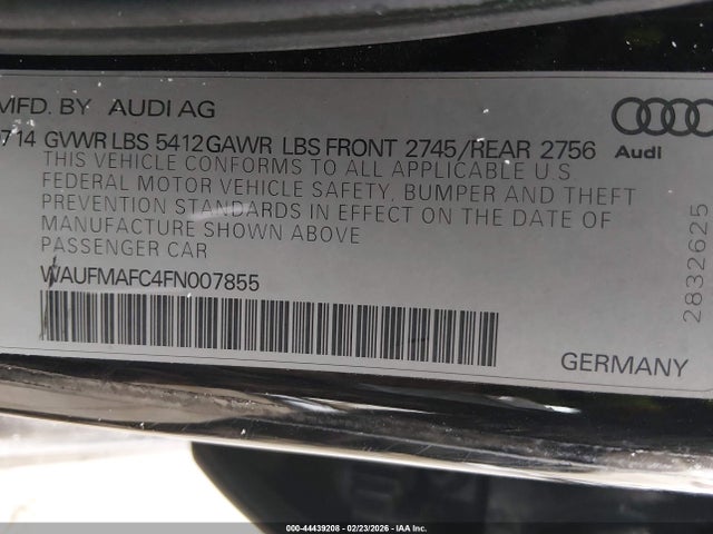 Aukcja sprzedaży 2015 Audi A6 3.0 Tdi Premium Plus, vin: WAUFMAFC4FN007855, numer aukcji: 44439208