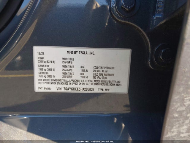 7SAYGDEE5PA206033 Tesla Model Y Awd/long Range Dual Motor All-wheel Drive