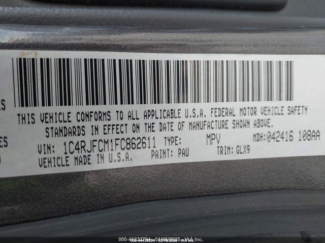 1C4RJFCM1FC862611 Jeep Grand Cherokee Overland