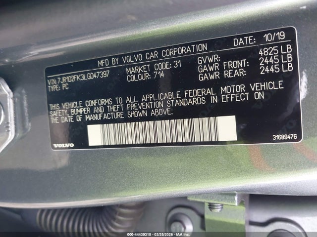 2020 VOLVO S60 7JR102FK3LG047397 Photo 8