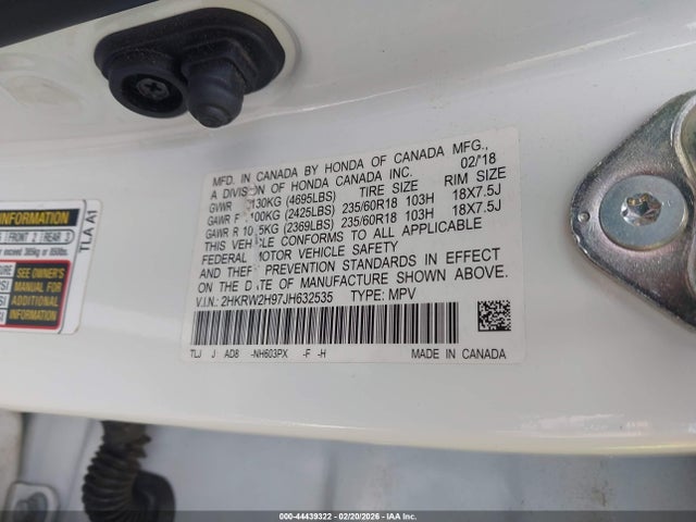 2HKRW2H97JH632535 Honda Cr-v Touring