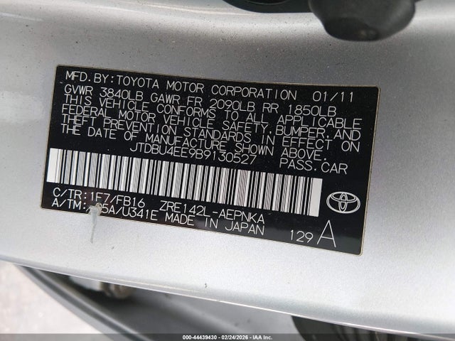 2011 Toyota Corolla Le მანქანა იყიდება აუქციონზე, vin: JTDBU4EE9B9130527, აუქციონის ნომერი: 44439430