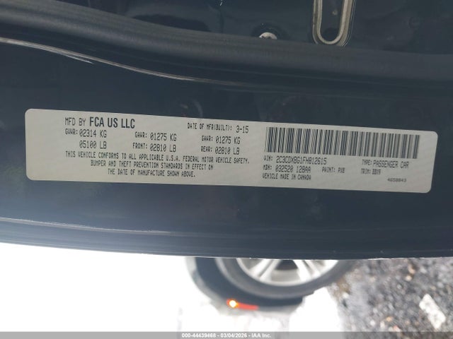 2015 Dodge Charger Se მანქანა იყიდება აუქციონზე, vin: 2C3CDXBG1FH812615, აუქციონის ნომერი: 44439468