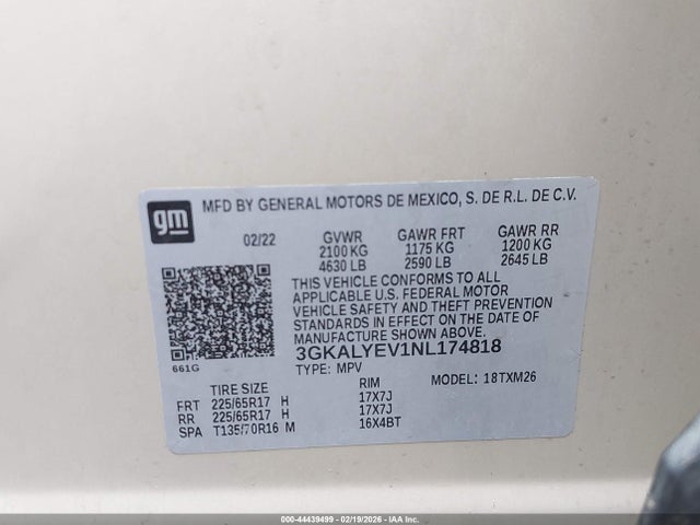 Auction sale of the 2022 Gmc Terrain Awd At4, vin: 3GKALYEV1NL174818, lot number: 44439499