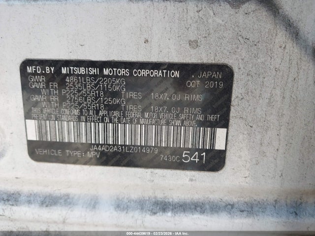 Aukcja sprzedaży 2020 Mitsubishi Outlander Es 2.4, vin: JA4AD2A31LZ014979, numer aukcji: 44439619